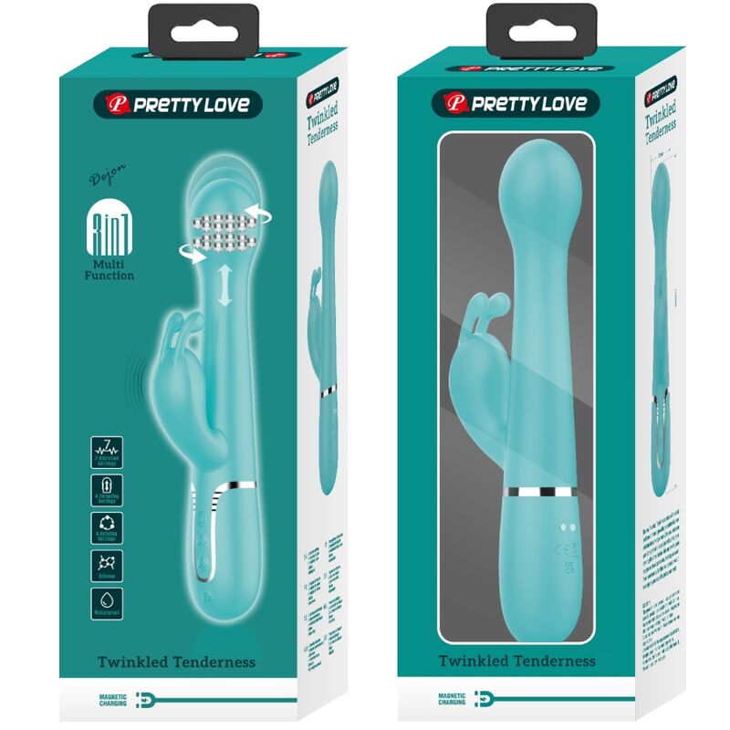 Pretty Love Flirtation Pretty Love - Dejon Rabbit Vibrator 3 In 1 Multifunction Aqua Green