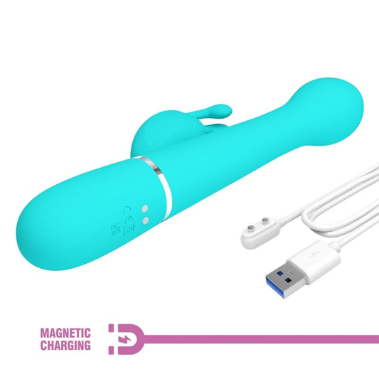 Pretty Love Flirtation Pretty Love - Dejon Rabbit Vibrator 3 In 1 Multifunction Aqua Green