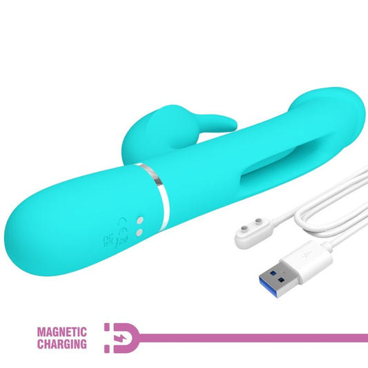 Pretty Love Flirtation Pretty Love - Kampas Rabbit 3 In 1 Multifunction Vibrator With Tongue Aqua Green