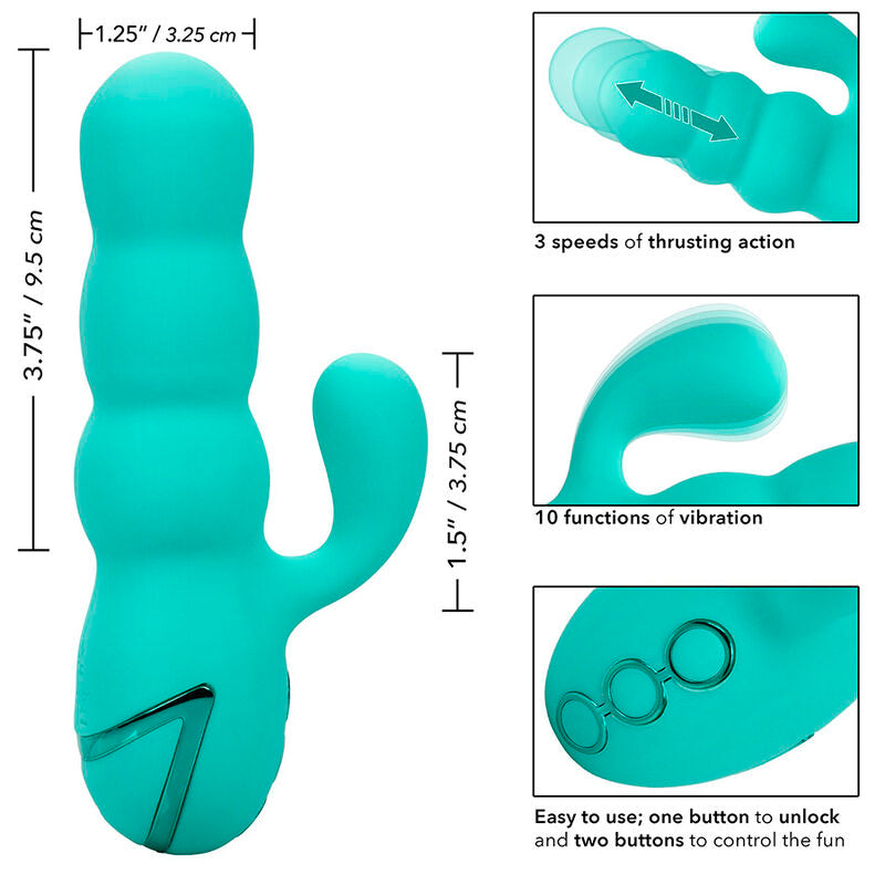 Calexotics Del Mar Diva Vibrator Rabbir Aqua Green By California Dreaming