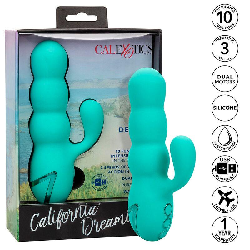 Calexotics Del Mar Diva Vibrator Rabbir Aqua Green By California Dreaming
