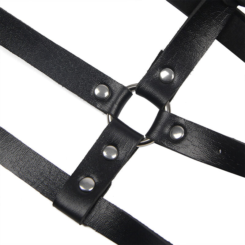 Subblime Fetish Subblime - Leather Ring Chest Harness Black One Size