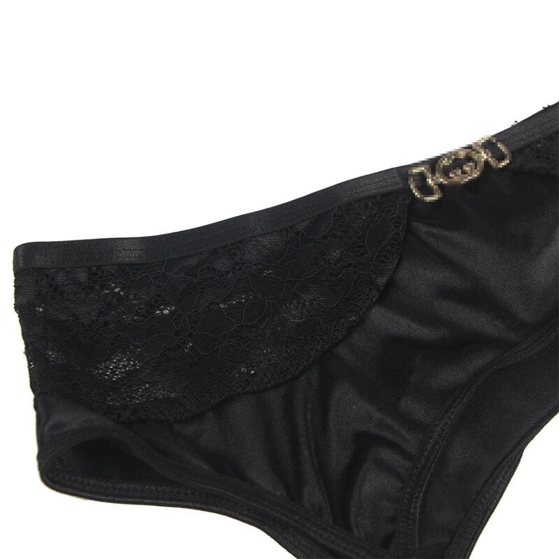 Subblime Sets Subblime - Set De 3 Piezas Sujetador + Tanga + Liga Encaje Negro S/M