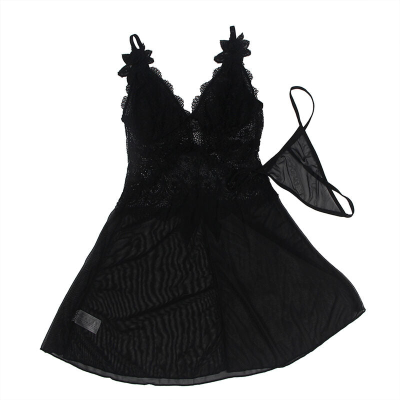 Subblime Babydolls Subblime - Babydoll Tela De Tul Detalle Encaje Y Flor Negro S/M