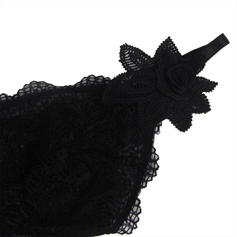 Subblime Babydolls Subblime - Babydoll Tela De Tul Detalle Encaje Y Flor Negro S/M