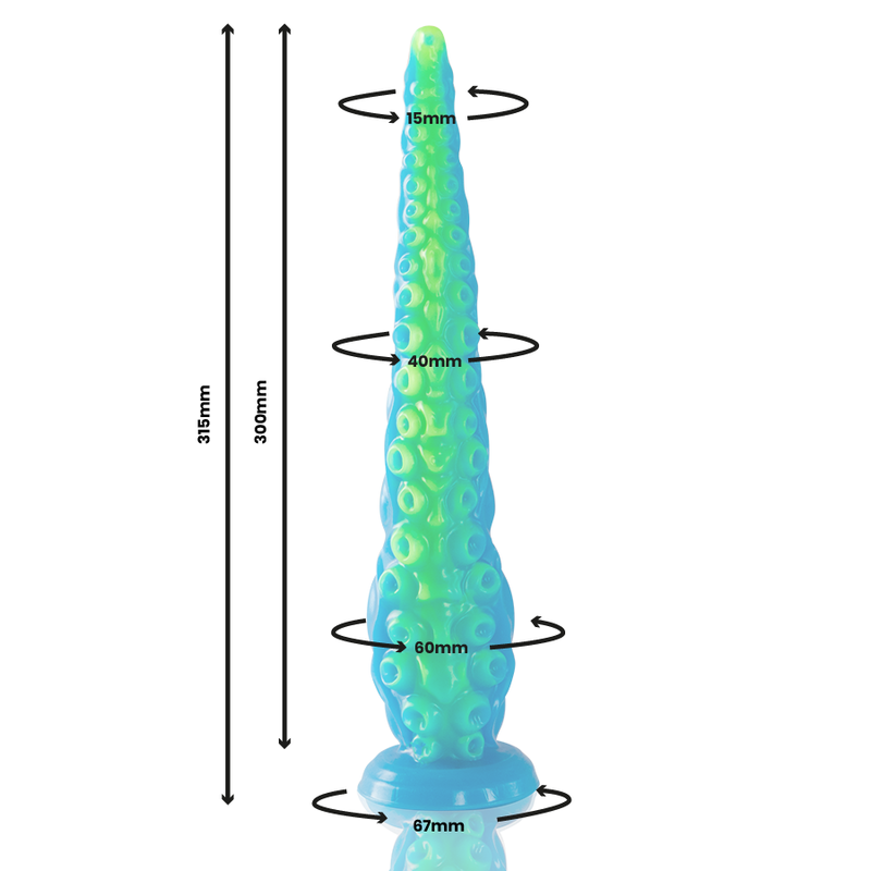 Epic Scylla Fluorescent Thin Tentacle Dildo Large Size