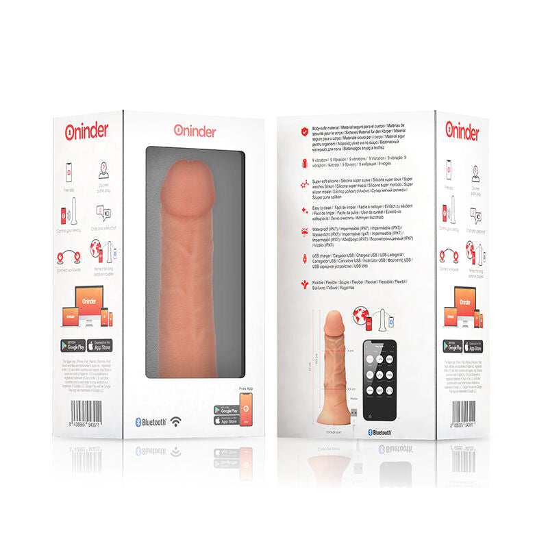 Oninder Large Bogotá Vibrator Dildo 9 Speeds Natural 22 Cm -O- 4.5 Cm - Free App