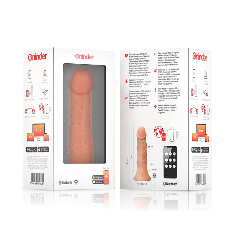 Oninder Small Bogotá Vibrator Dildo 9 Speeds Natural 17.5 Cm -O- 4 Cm - Free App