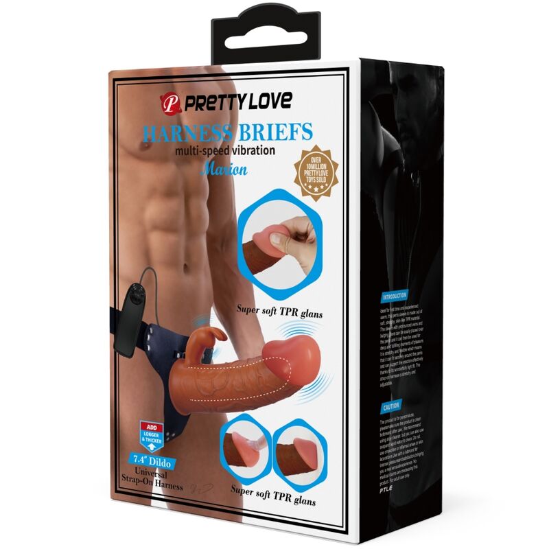 Pretty Love Marion Harness Universal Briefs With Vibration Dildo 19 Cm Brown
