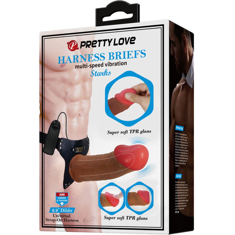 Pretty Love Starks Harness Briefs Multi-Speed Vibration Dildo 17,5 Cm Light Brown