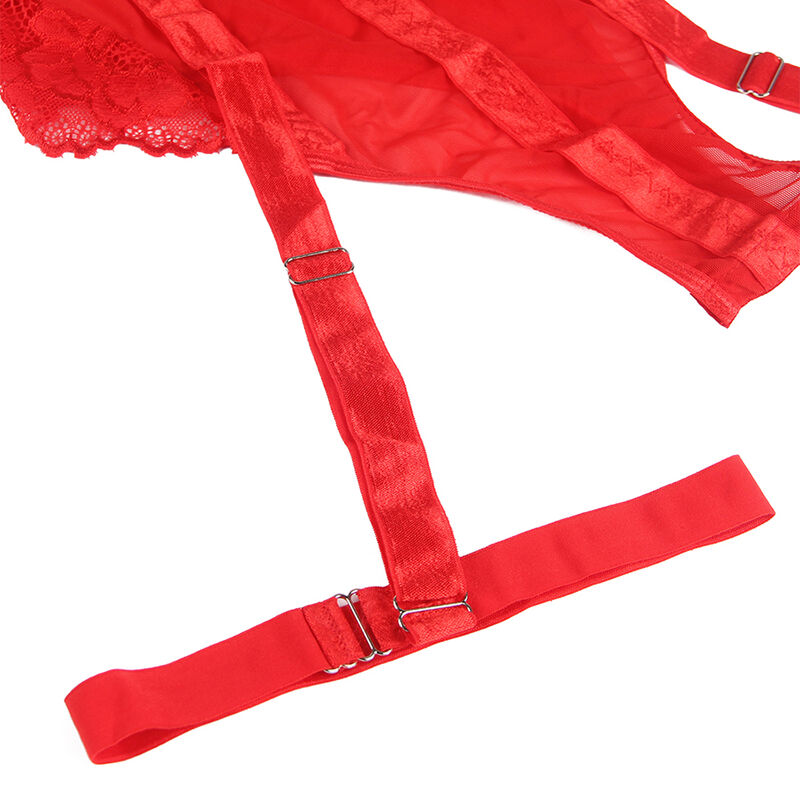 Subblime Bodies Subblime - Teddy Con Liguero Detalle Tiras Pecho Rojo S/M