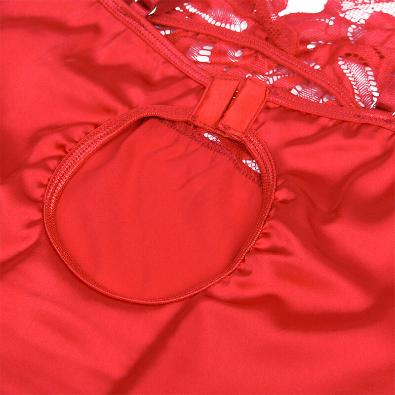 Subblime Babydolls Subblime - Babydoll Satinado Con Encaje Rojo S/M