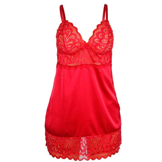 Subblime Babydolls Subblime - Babydoll Satinado Con Encaje Rojo S/M