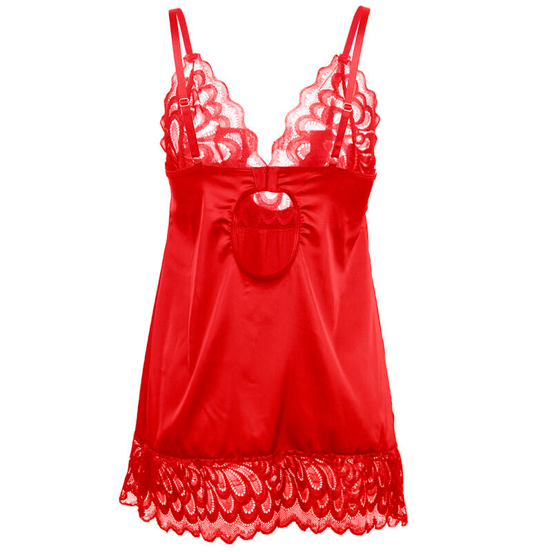 Subblime Babydolls Subblime - Babydoll Satinado Con Encaje Rojo S/M