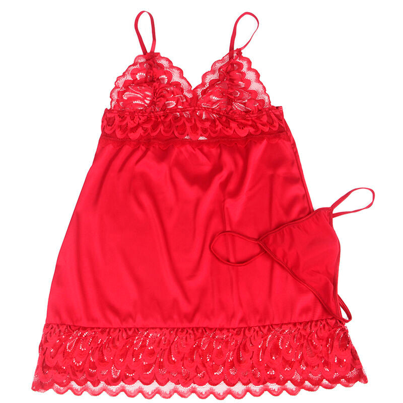 Subblime Babydolls Subblime - Babydoll Satinado Con Encaje Rojo S/M