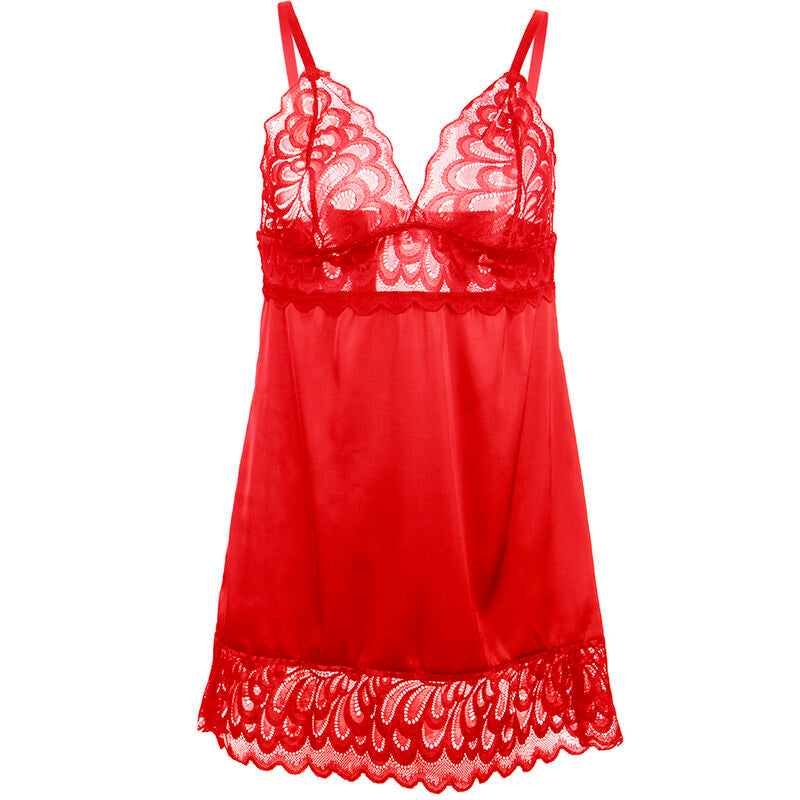 Subblime Babydolls Subblime - Babydoll Satinado Con Encaje Rojo S/M
