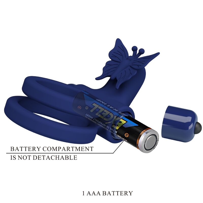 Pretty Love Male Pretty Love - Jamele Double Ring With Vibration & Butterfly Stimulator Blue