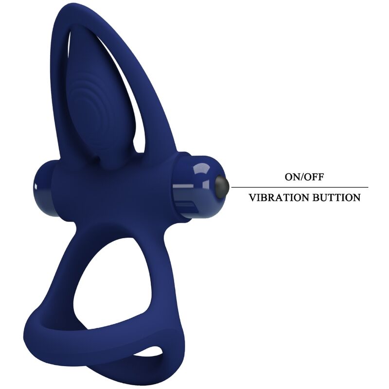 Pretty Love Male Pretty Love - Mat Double Ring With Vibration & Stimulator Blue