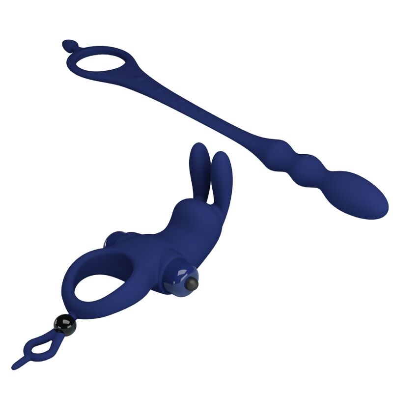 Pretty Love Male Pretty Love - Ayad Rabbit Vibrator Ring With Plug Blue