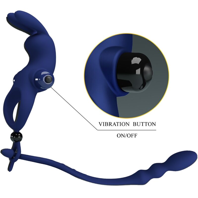 Pretty Love Male Pretty Love - Ayad Rabbit Vibrator Ring With Plug Blue