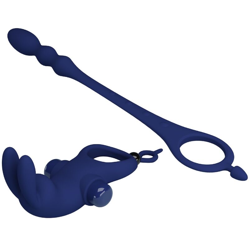 Pretty Love Male Pretty Love - Ayad Rabbit Vibrator Ring With Plug Blue