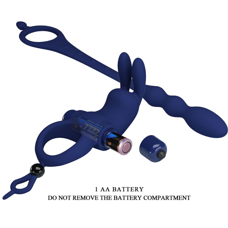 Pretty Love Male Pretty Love - Ayad Rabbit Vibrator Ring With Plug Blue