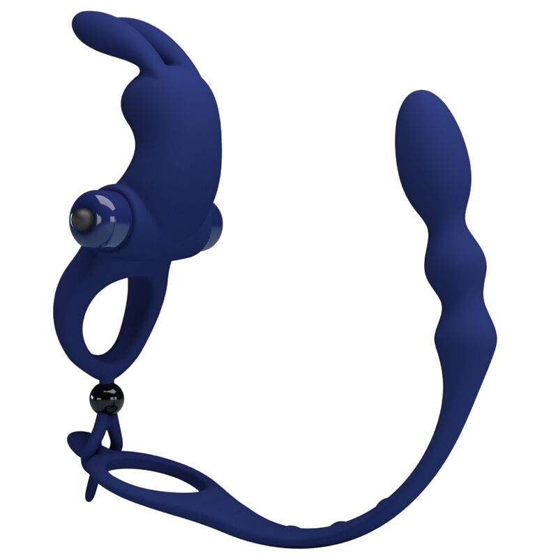 Pretty Love Male Pretty Love - Ayad Rabbit Vibrator Ring With Plug Blue