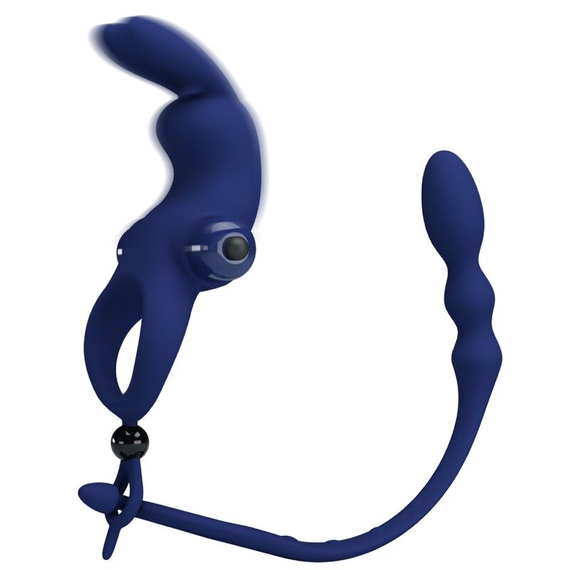 Pretty Love Male Pretty Love - Ayad Rabbit Vibrator Ring With Plug Blue