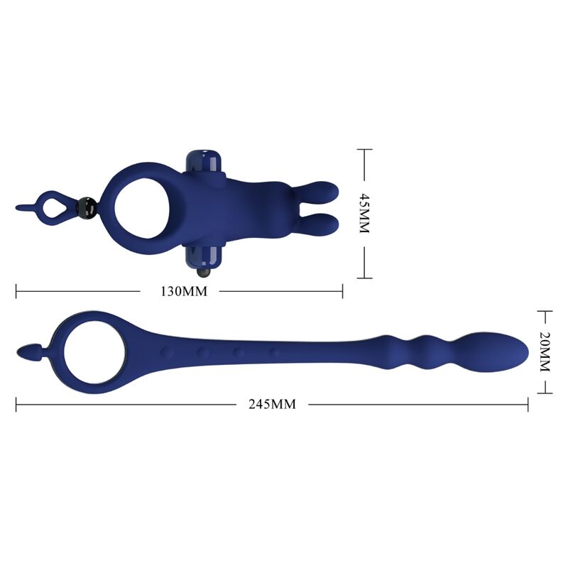 Pretty Love Male Pretty Love - Ayad Rabbit Vibrator Ring With Plug Blue