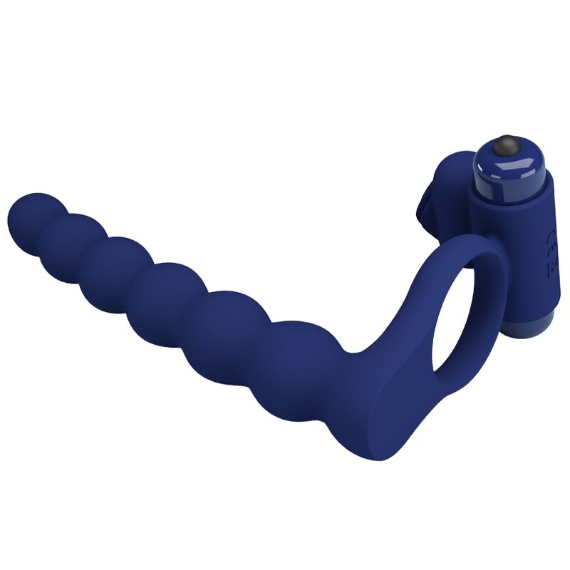 Pretty Love Male Pretty Love - Ajmal Vibrating Ring With Plug Blue