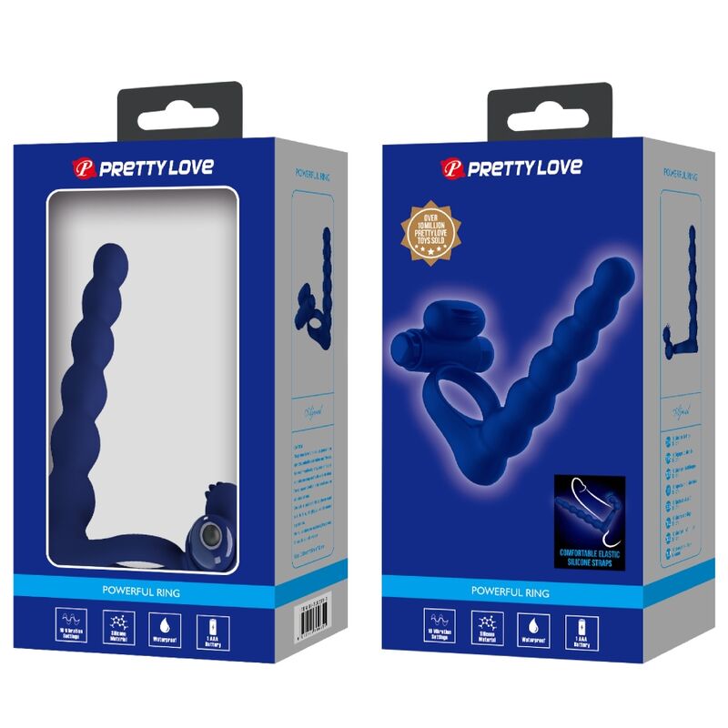 Pretty Love Male Pretty Love - Ajmal Vibrating Ring With Plug Blue