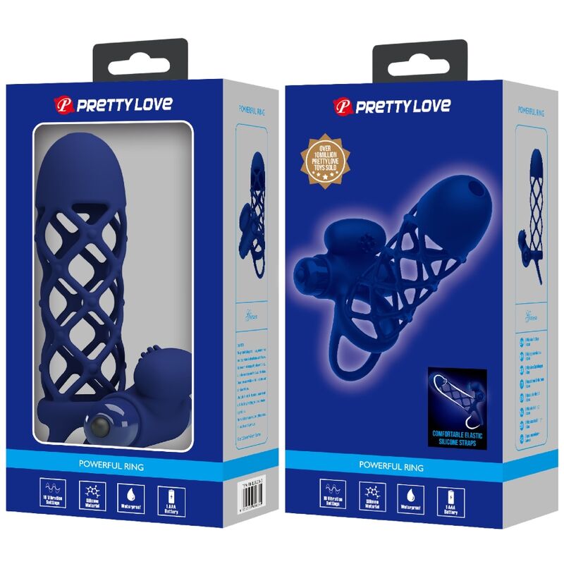Pretty Love Male Pretty Love - Giann Vibrator Ring With Silicone Sheath Blue