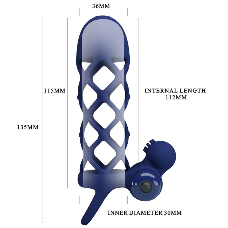 Pretty Love Male Pretty Love - Giann Vibrator Ring With Silicone Sheath Blue