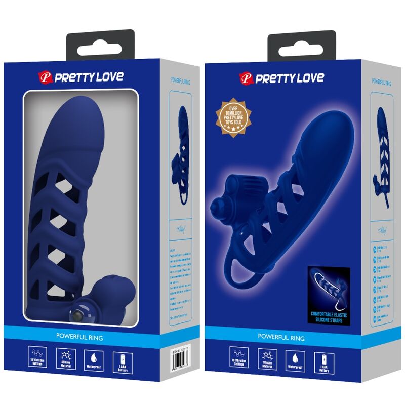 Pretty Love Male Pretty Love - Altaf Vibrator Ring With Silicone Sheath Blue