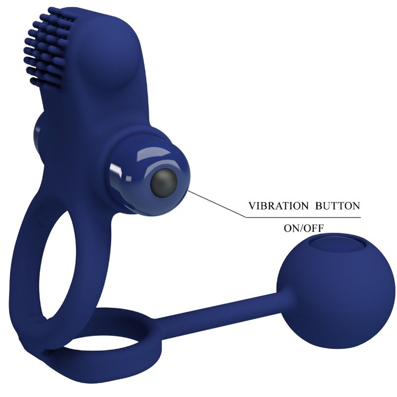 Pretty Love Male Pretty Love - Remington Double Vibrating Ring With Plug Blue