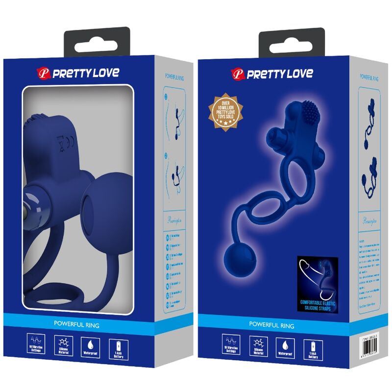 Pretty Love Male Pretty Love - Remington Double Vibrating Ring With Plug Blue
