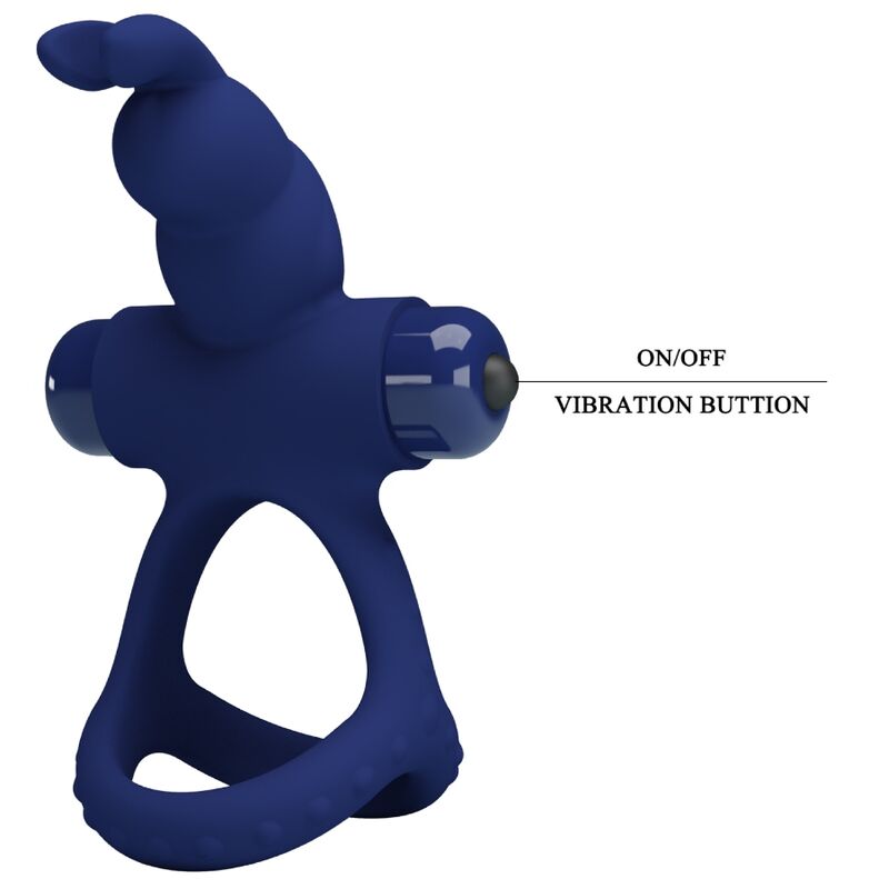 Pretty Love Male Pretty Love - Luchito Double Vibrating Ring Rabbit Blue