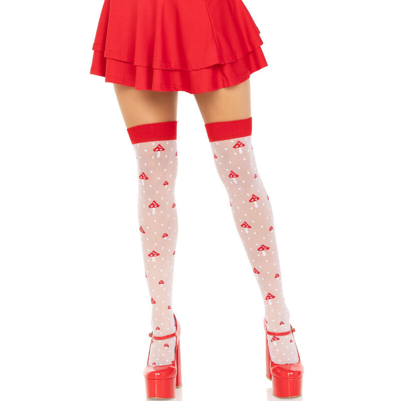 Leg Avenue Hosiery Leg Avenue - Mushroom High Socks Red/White