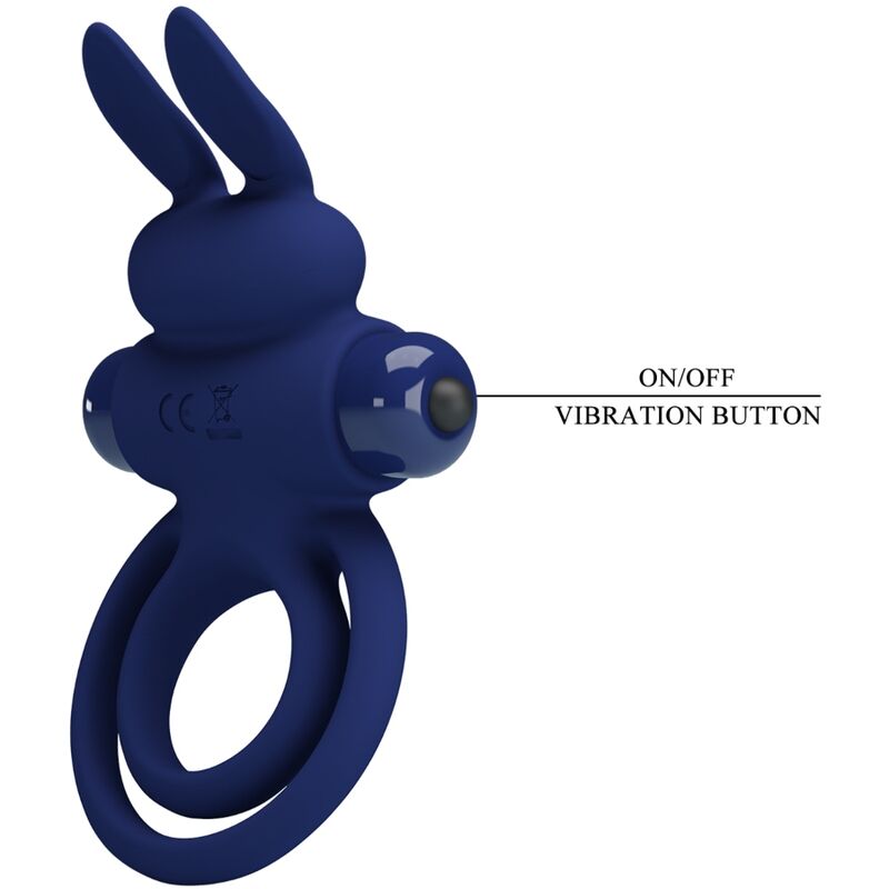 Pretty Love Male Pretty Love - Darey Double Vibrating Ring Rabbit Blue