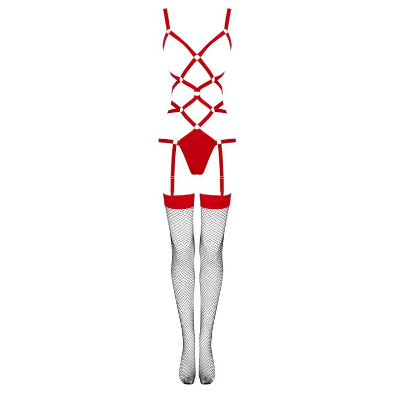 Livco Corsetti Sets Livco Corsetti Fashion - Thiara Lc 20213 Set Body + Medias Roja S/M