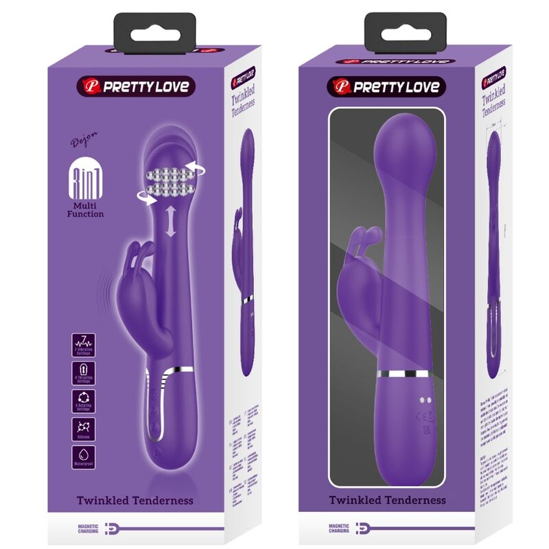 Pretty Love Flirtation Pretty Love - Dejon Rabbit Vibrator 3 In 1 Multifunction Purple