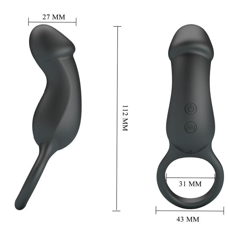 Pretty Love Male Pretty Love - Trae Vibrating Black Ring With Stimulator