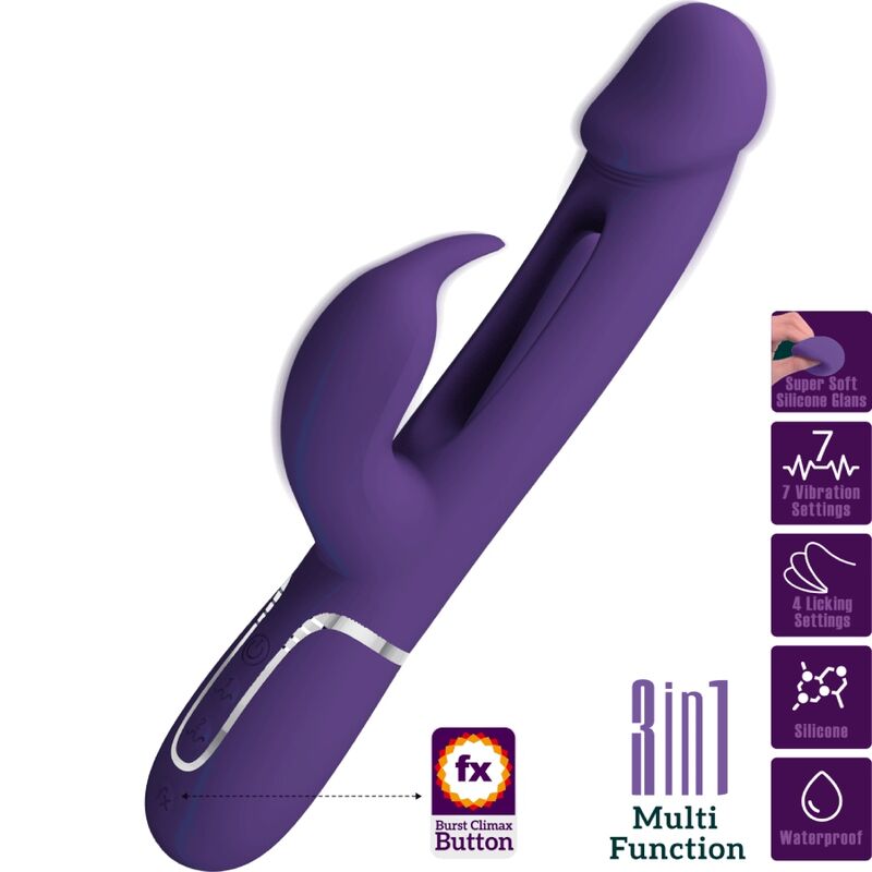 Pretty Love Flirtation Pretty Love - Kampas Rabbit 3 In 1 Multifunction Vibrator With Tongue Violet