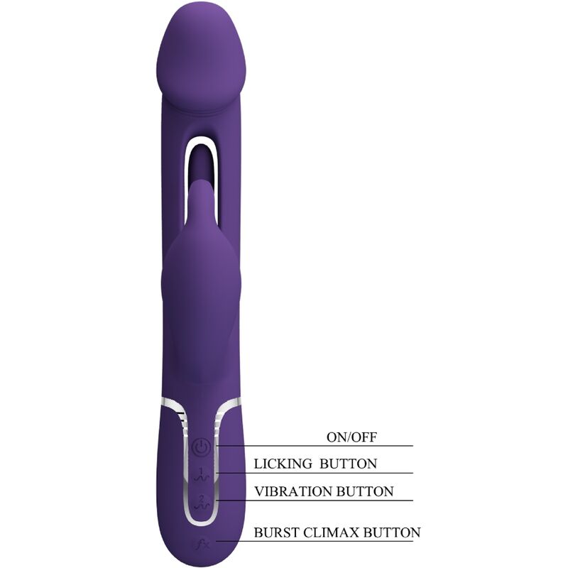 Pretty Love Flirtation Pretty Love - Kampas Rabbit 3 In 1 Multifunction Vibrator With Tongue Violet