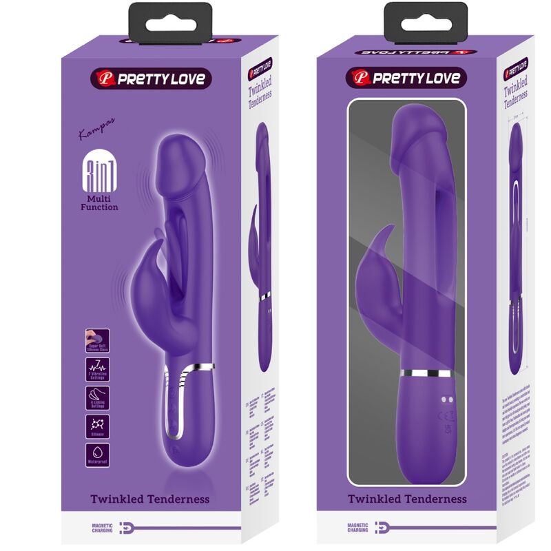 Pretty Love Flirtation Pretty Love - Kampas Rabbit 3 In 1 Multifunction Vibrator With Tongue Violet