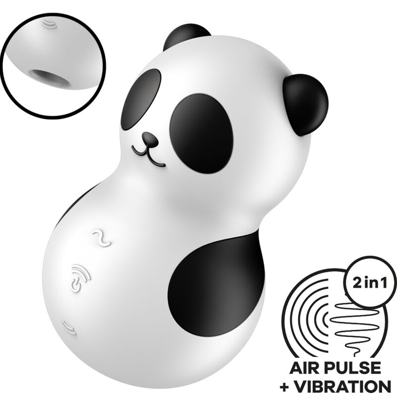 Satisfyer Air Pulse Satisfyer - Pocket Panda Stimulator & Vibrator Black And White