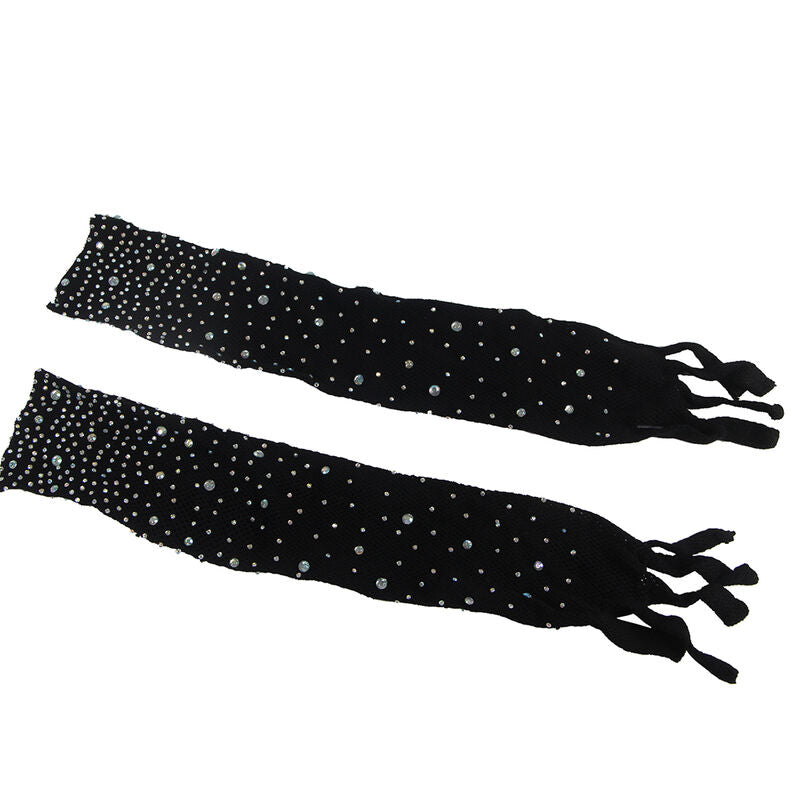Subblime Fishnet Bodystocking With Gloves And Diamonds - Black