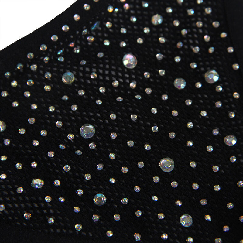 Subblime Fishnet Bodystocking With Gloves And Diamonds - Black