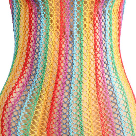 Subblime Dresses Subblime - 952341 Rainbow Fishnet Dress One Size