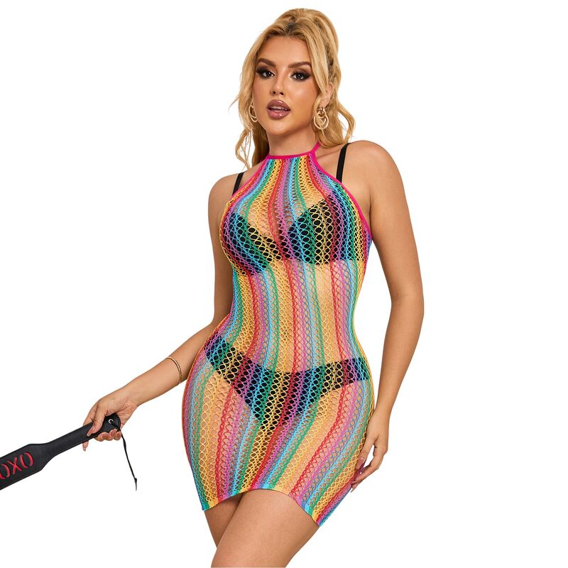 Subblime Dresses Subblime - 952341 Rainbow Fishnet Dress One Size
